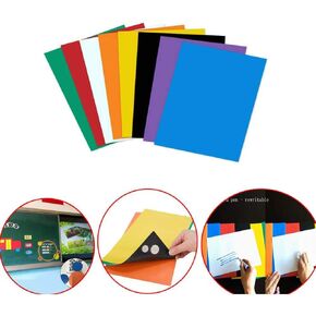 A4 Color Magnetic Sheet Teaching aids， Can be cut Soft Magnetic ，Sheet ferromagnetic/ Magnetic Strip Rubber， Message Board Magnet Stone Stickers（1 set of 8 sheets）
