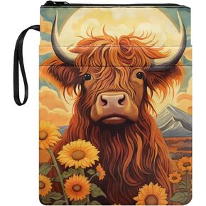 Highland Cow Book Cover for Paperbacks Hardcover Bible Softcover Book Sleeve Washable Book Protector Pouch for Women Men Teacher Student Travel Holiday Office Workout