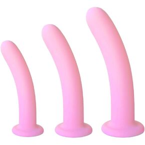 QoQiu Silicone Dilators for Pelvic Floor, Pink 3-Pack, with Storage Bag