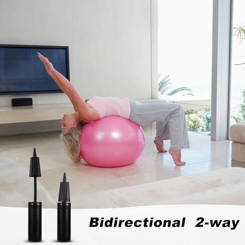 Exercise Ball Pump, Hand Pump for Inflatables Yoga Ball Inflator with Pilates Ball Plug Replacement Kit for Exercise Ball Inflator (Black) in Saudi Arabia