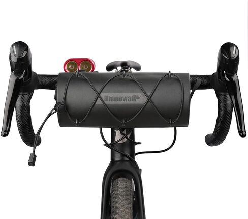 Rhinowalk Bike Waterproof Handlebar Bag, Bicycle Front Bag Fram Storage Roll Bag Mountain Road Bikes Commuter Shoulder Bag Professional Cycling Accessories-Black in Saudi Arabia
