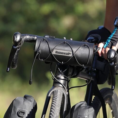 Rhinowalk Bike Waterproof Handlebar Bag, Bicycle Front Bag Fram Storage Roll Bag Mountain Road Bikes Commuter Shoulder Bag Professional Cycling Accessories-Black in Saudi Arabia
