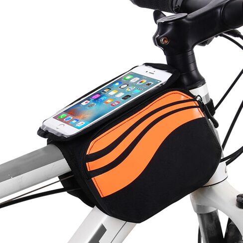 Cycling Frame Pannier Double Pouch Front Tube Bag for Cell Phone Bike Touch Screen Blue in Saudi Arabia