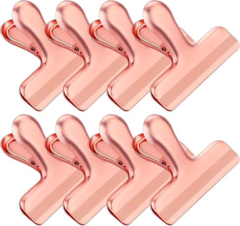 Whaline Stainless Steel Chip Clips Set, Rose Gold Chip Bag Clips Heavy Duty Food Clips Round Edge Air Tight Seal Grip for Home Office Kitchen Home Usage Storage (8 Pieces of the Size 3'') in Saudi Arabia