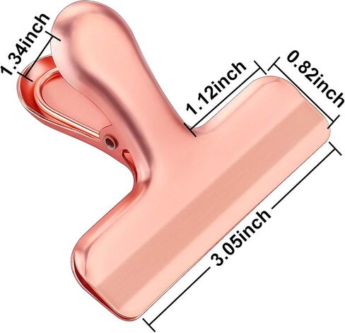 Whaline Stainless Steel Chip Clips Set, Rose Gold Chip Bag Clips Heavy Duty Food Clips Round Edge Air Tight Seal Grip for Home Office Kitchen Home Usage Storage (8 Pieces of the Size 3'') in Saudi Arabia