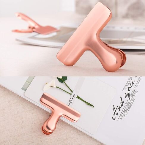 Whaline Stainless Steel Chip Clips Set, Rose Gold Chip Bag Clips Heavy Duty Food Clips Round Edge Air Tight Seal Grip for Home Office Kitchen Home Usage Storage (8 Pieces of the Size 3'') in Saudi Arabia