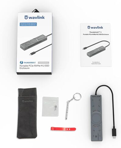 حاوية WAVLINK 40 جيجابت في الثانية M.2 SSD، Thunderbolt 3 إلى M/B+M Key 2280 PCIe NVMe، متوافقة مع Thunderbolt 3/USB3.2/3.1/Type-C، M.2 مع مبدد حرارة عالي الأداء، حتى 4 تيرابايت in Kuwait