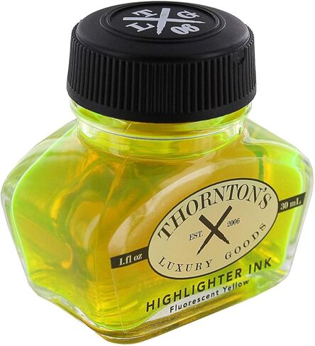 زجاجة حبر قلم حبر فاخر من Thornton's Luxury Goods 30 مل | كتابة سلسة خالية من العيوب | مناسب لجميع العلامات التجارية وأقلام الخط | اللوازم المكتبية (تسليط الضوء على اللون الأصفر) in Kuwait