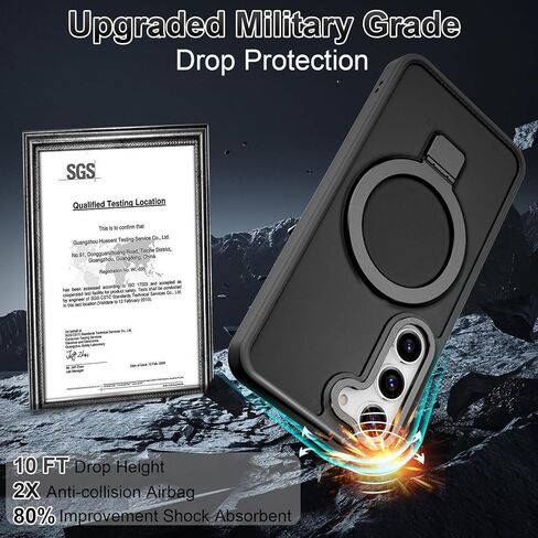 STERKER Magnetic Ring Stand for Samsung Galaxy S23 + Case [Military Grade Drop Protection][Compatible with Magnetic] with Kickstand, Matte Translucent Slim Case for S23 Plus, Black in Kuwait