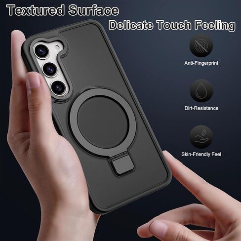 STERKER Magnetic Ring Stand for Samsung Galaxy S23 + Case [Military Grade Drop Protection][Compatible with Magnetic] with Kickstand, Matte Translucent Slim Case for S23 Plus, Black in Kuwait