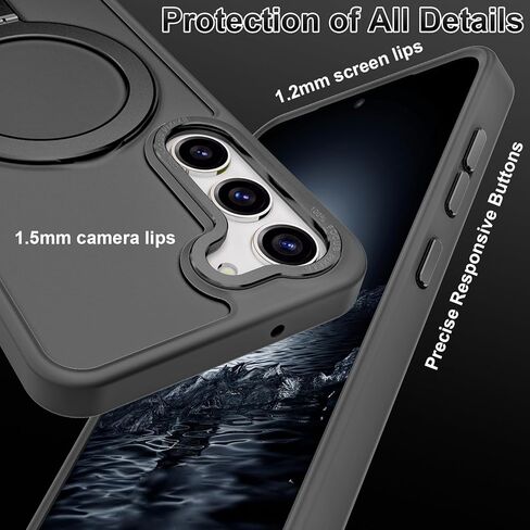 STERKER Magnetic Ring Stand for Samsung Galaxy S23 + Case [Military Grade Drop Protection][Compatible with Magnetic] with Kickstand, Matte Translucent Slim Case for S23 Plus, Black in Kuwait