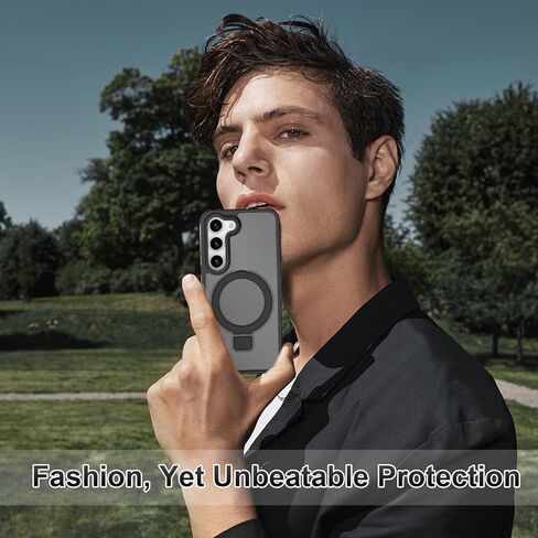 STERKER Magnetic Ring Stand for Samsung Galaxy S23 + Case [Military Grade Drop Protection][Compatible with Magnetic] with Kickstand, Matte Translucent Slim Case for S23 Plus, Black in Kuwait