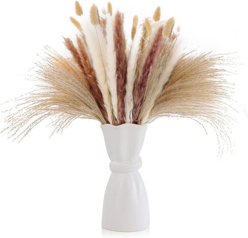 120 Pcs Dried Pampas Grass Decor, 17.7" Natural Pampas Grass Bouquet Dried Flowers, Mixed Dried Floral Bouquet for Wedding Decor Pompas Floral Arrangements, Farmhouse Rustic Home Decor in Kuwait
