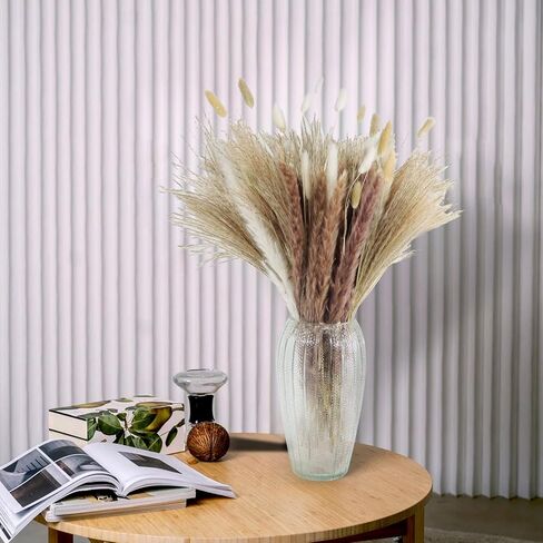 120 Pcs Dried Pampas Grass Decor, 17.7" Natural Pampas Grass Bouquet Dried Flowers, Mixed Dried Floral Bouquet for Wedding Decor Pompas Floral Arrangements, Farmhouse Rustic Home Decor in Kuwait