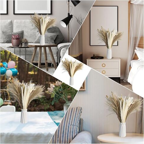 120 Pcs Dried Pampas Grass Decor, 17.7" Natural Pampas Grass Bouquet Dried Flowers, Mixed Dried Floral Bouquet for Wedding Decor Pompas Floral Arrangements, Farmhouse Rustic Home Decor in Kuwait