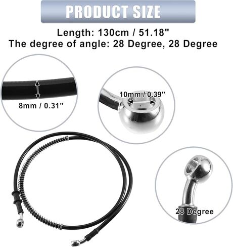 X AUTOHAUX 130cm AN3 M10 Car Hydraulic Brake Line Oil Hose Pipe Fitting 28° 28° Stainless Steel for Car Motorcycle Dirt Racing Bike Black in Saudi Arabia