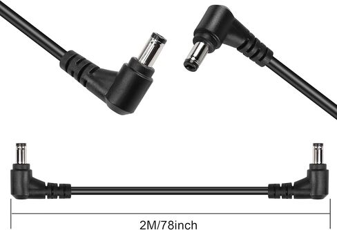 GINTOOYUN DC ذكر إلى ذكر كابل تمديد الطاقة 18AWG 90 درجة الزاوية اليمنى DC 5.5 مم × 2.1 مم سلك محول الطاقة ذكر لشريط Lihgt، CCTV، السيارة، الشاشات، إلخ (قطعتان) (2 متر) in Saudi Arabia