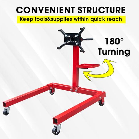 BIG RED AT25002R Torin Rotating Engine Stand: Removable Oil Pan and Magnetic Tray, Turbine Turntable, 2 Brake Caster Lockable Wheels, 1,000 Lbs Capacity in Saudi Arabia