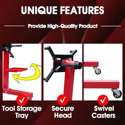 BIG RED AT25002R Torin Rotating Engine Stand: Removable Oil Pan and Magnetic Tray, Turbine Turntable, 2 Brake Caster Lockable Wheels, 1,000 Lbs Capacity in Saudi Arabia