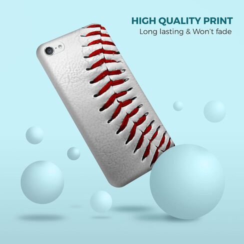 Glisten - iPod Touch 7th / 6th / 5th Generation Case - Baseball Design Printed Cute, Slim & Sleek Plastic Hard Snap on Protective Designer Back Case/Cover for iPod Touch 7/6 / 5.. White in Kuwait