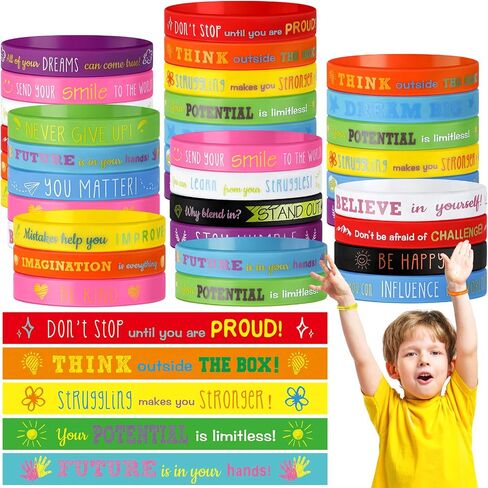 60 Pcs Motivational Silicone Bracelets Motivational Quote Rubber Wristbands Inspirational Silicone Wristband for Kids Children Teens Women Men School Home Office Party Favor Gifts in Saudi Arabia