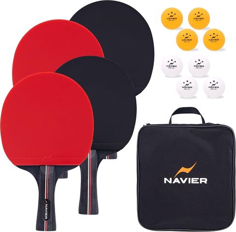 مجموعة Ping Pong Paddles مكونة من 4 - مضارب تنس طاولة عالية الجودة مع 8 كرات - حقيبة تخزين محمولة إضافية - حزمة أداء احترافي لأربعة لاعبين - أفضل اختيار لأفضل الألعاب الداخلية والخارجية in Saudi Arabia