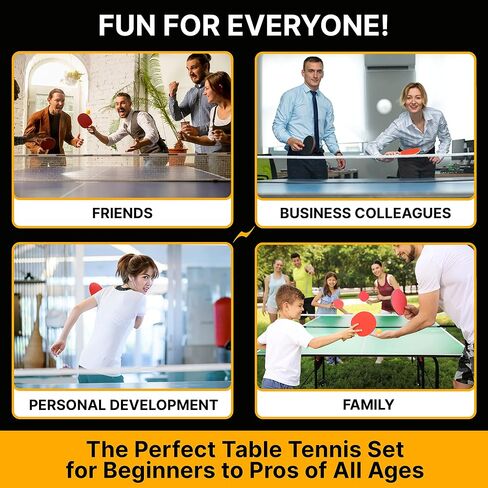 مجموعة Ping Pong Paddles مكونة من 4 - مضارب تنس طاولة عالية الجودة مع 8 كرات - حقيبة تخزين محمولة إضافية - حزمة أداء احترافي لأربعة لاعبين - أفضل اختيار لأفضل الألعاب الداخلية والخارجية in Saudi Arabia