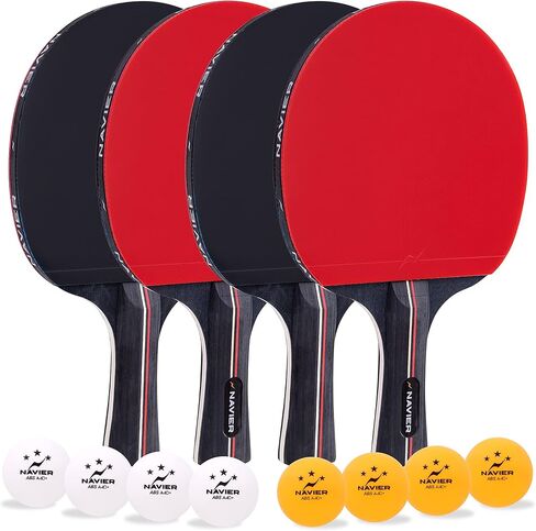 مجموعة Ping Pong Paddles مكونة من 4 - مضارب تنس طاولة عالية الجودة مع 8 كرات - حقيبة تخزين محمولة إضافية - حزمة أداء احترافي لأربعة لاعبين - أفضل اختيار لأفضل الألعاب الداخلية والخارجية in Saudi Arabia