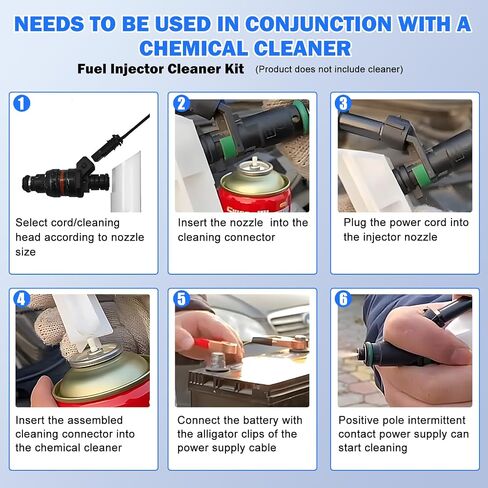 Fuel Injector Cleaner Kit,Car Fuel Injector Nozzle Flush Cleaner Adapter with Power Supply Cable & Cleaning Head Tool for Car Fuel Injector Tester Fuel Pump Pressure Test in Saudi Arabia