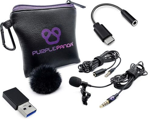ميكروفون USB Lavalier للكمبيوتر الشخصي مع محول USB C وUSB A - متوافق مع أجهزة MacBook، والكمبيوتر المحمول، وiMac، وسطح المكتب - مشبك التوصيل والتشغيل على ميكروفون Lav مع سلك تمديد بطول 9.8 قدم in Kuwait