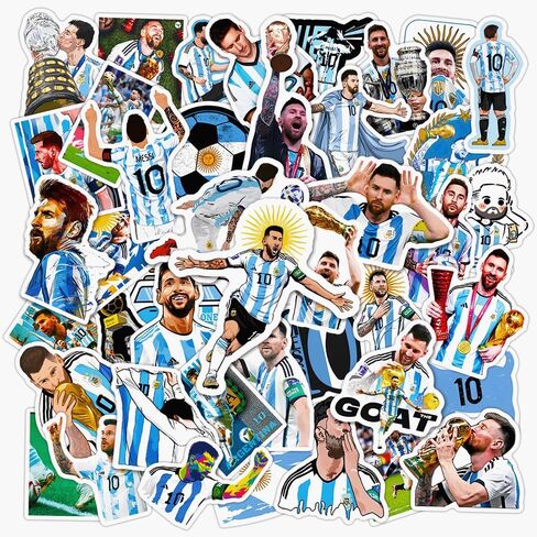 50PCS Super Star Soccer Player Messi Stickers, Vinyl Waterproof Laptop Water Bottle Stickers for Aldults Boys Girls Teens,Messi FIFA World Cup Stickers Gift for Soccer Fan, in Saudi Arabia