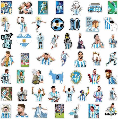 50PCS Super Star Soccer Player Messi Stickers, Vinyl Waterproof Laptop Water Bottle Stickers for Aldults Boys Girls Teens,Messi FIFA World Cup Stickers Gift for Soccer Fan, in Saudi Arabia