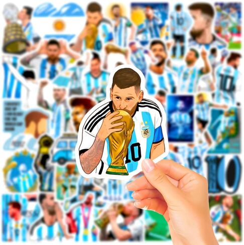 50PCS Super Star Soccer Player Messi Stickers, Vinyl Waterproof Laptop Water Bottle Stickers for Aldults Boys Girls Teens,Messi FIFA World Cup Stickers Gift for Soccer Fan, in Saudi Arabia