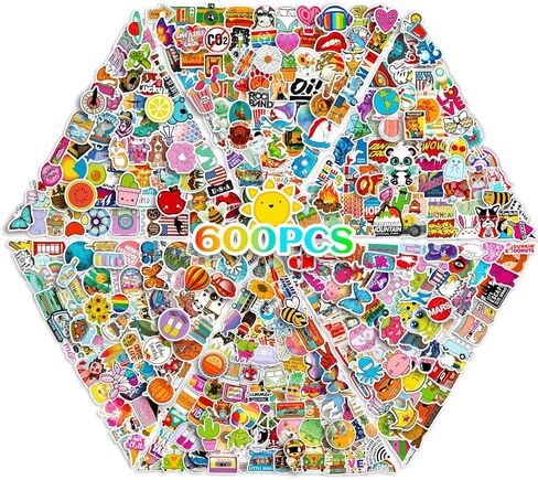 LIFEBE 600 قطعة من ملصقات زجاجات المياه الرائعة للمراهقين، عبوات ملصقات متنوعة من الفينيل المقاوم للماء للأطفال والأولاد والبنات والبالغين، ملصقات كبيرة لأجهزة الكمبيوتر المحمول وألواح التزلج والكمبيوتر in Kuwait