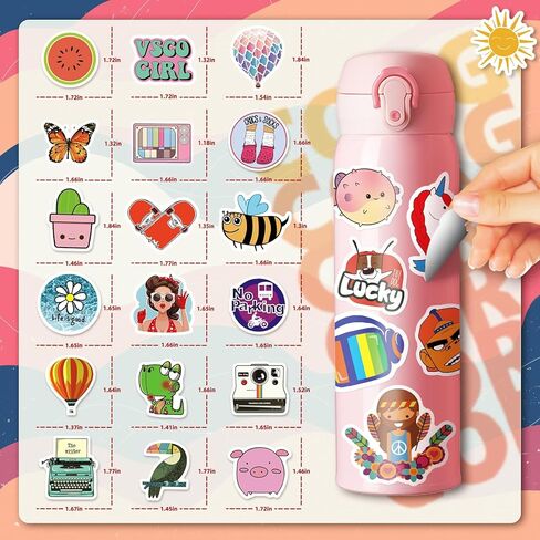 LIFEBE 600 قطعة من ملصقات زجاجات المياه الرائعة للمراهقين، عبوات ملصقات متنوعة من الفينيل المقاوم للماء للأطفال والأولاد والبنات والبالغين، ملصقات كبيرة لأجهزة الكمبيوتر المحمول وألواح التزلج والكمبيوتر in Kuwait