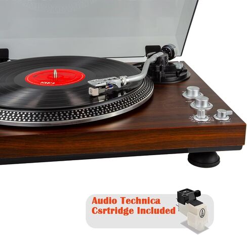 Record Player Vintage Turntable for Vinyl Records,Belt-Driven Turntable,Pre Ampufier,33 Or 45 RPM,RCA Line Lp Vinyl Players for Sound,Aluminium Platter,Walnut in Saudi Arabia