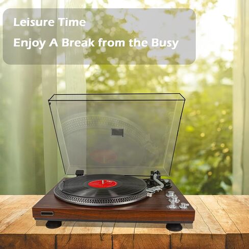 Record Player Vintage Turntable for Vinyl Records,Belt-Driven Turntable,Pre Ampufier,33 Or 45 RPM,RCA Line Lp Vinyl Players for Sound,Aluminium Platter,Walnut in Saudi Arabia
