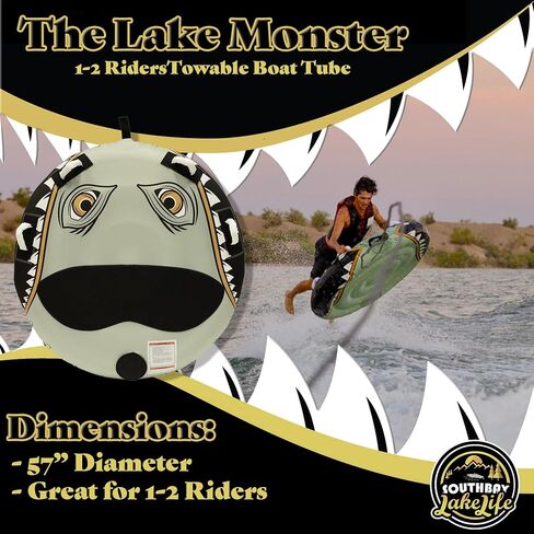 The Lake Monster - أنبوب فاخر قابل للنفخ للقوارب - أنبوب قارب قابل للقطر لشخص واحد أو شخصين - أنابيب شديدة التحمل لمتعة لا نهاية لها في البحيرة in Saudi Arabia