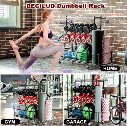 Dumbbell Rack, Weight Rack for Dumbbells, Rack weight equipment storage rack Dumbbell equipment,All in One Workout Storage with Wheels and Hooks,Yoga Mat Storage Rack in Saudi Arabia