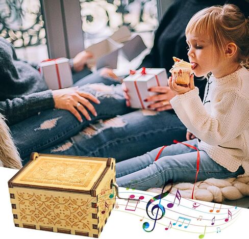 You are My Sunshine Music Boxes, Wooden Hand Crank Laser Engraved Vintage Unique Musical Box for Birthday, Christmas, Valentines Day, Mother's Day, Anniversary, Wedding in Kuwait