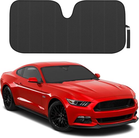 Motor Trend Windshield Sunshade for Car Truck & SUV, Black - Folding Car Sun Shade for Front Window, Auto Sun Visor Heat Protection, Car Sunscreen Blocks UV Rays and Keeps Vehicle Cool (58 x 24 Inch) in Saudi Arabia