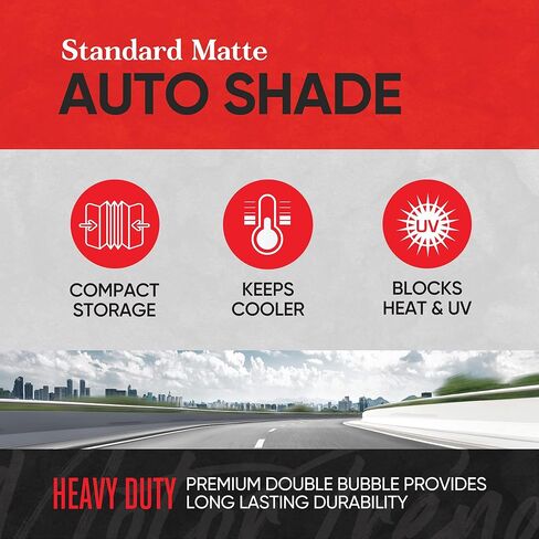 Motor Trend Windshield Sunshade for Car Truck & SUV, Black - Folding Car Sun Shade for Front Window, Auto Sun Visor Heat Protection, Car Sunscreen Blocks UV Rays and Keeps Vehicle Cool (58 x 24 Inch) in Saudi Arabia