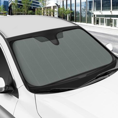 Motor Trend Windshield Sunshade for Car Truck & SUV, Black - Folding Car Sun Shade for Front Window, Auto Sun Visor Heat Protection, Car Sunscreen Blocks UV Rays and Keeps Vehicle Cool (58 x 24 Inch) in Saudi Arabia