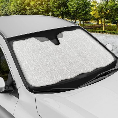 Motor Trend Windshield Sunshade for Car Truck & SUV, Black - Folding Car Sun Shade for Front Window, Auto Sun Visor Heat Protection, Car Sunscreen Blocks UV Rays and Keeps Vehicle Cool (58 x 24 Inch) in Saudi Arabia