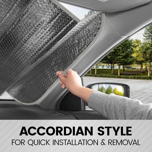 Motor Trend Windshield Sunshade for Car Truck & SUV, Black - Folding Car Sun Shade for Front Window, Auto Sun Visor Heat Protection, Car Sunscreen Blocks UV Rays and Keeps Vehicle Cool (58 x 24 Inch) in Saudi Arabia