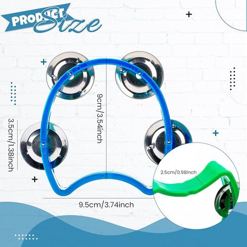 مجموعة من 4 دفوف موسيقية بلاستيكية من موتسو، مجموعة من الدف للتسجيل المزدوج من سبيكة معدنية، نصف زهرة مقطوعة مع 4 أجراس ألعاب تعليمية مريحة، متعددة الألوان in Kuwait