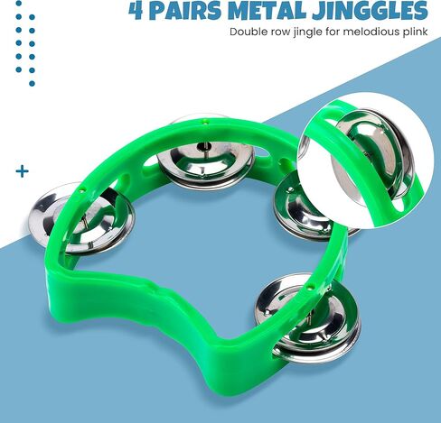 مجموعة من 4 دفوف موسيقية بلاستيكية من موتسو، مجموعة من الدف للتسجيل المزدوج من سبيكة معدنية، نصف زهرة مقطوعة مع 4 أجراس ألعاب تعليمية مريحة، متعددة الألوان in Kuwait