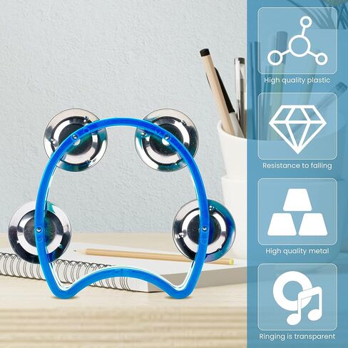 مجموعة من 4 دفوف موسيقية بلاستيكية من موتسو، مجموعة من الدف للتسجيل المزدوج من سبيكة معدنية، نصف زهرة مقطوعة مع 4 أجراس ألعاب تعليمية مريحة، متعددة الألوان in Kuwait