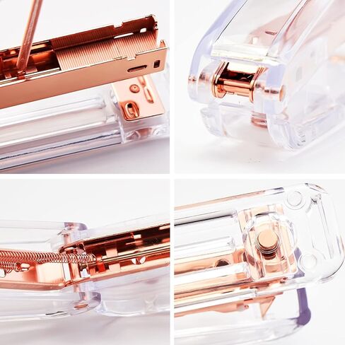 Rose Gold Acrylic Desktop Stapler Staple Remover with 1000pcs Rosegold Staples for Home School Office Stationery Desk Supplies Accessory Kit in Saudi Arabia