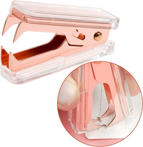 Rose Gold Acrylic Desktop Stapler Staple Remover with 1000pcs Rosegold Staples for Home School Office Stationery Desk Supplies Accessory Kit in Saudi Arabia